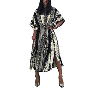 Jecarden Long Kaftan Dress Caftan Plus Size Dress Women Casual Boho Summer Oversize Dress Kaftan Nighty Beachwear Cover Ups