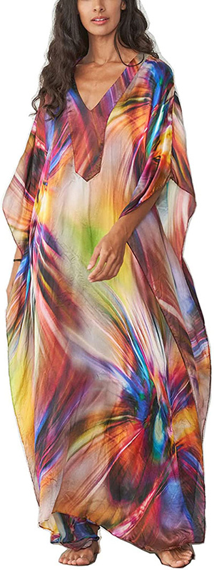 Jecarden Long Kaftan Dress Caftan Plus Size Dress Women Casual Boho Summer Oversize Dress Kaftan Nighty Beachwear Cover Ups 96-283